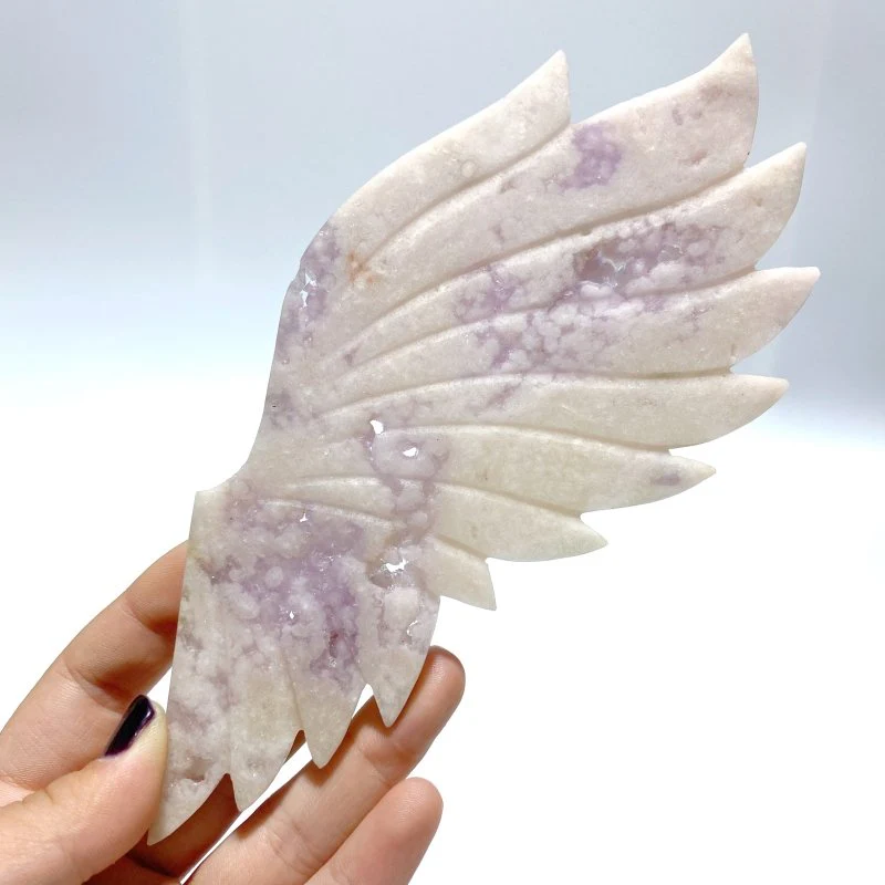 Beautiful Geode Druzy Agate Wing Carving With Stand - Image 4