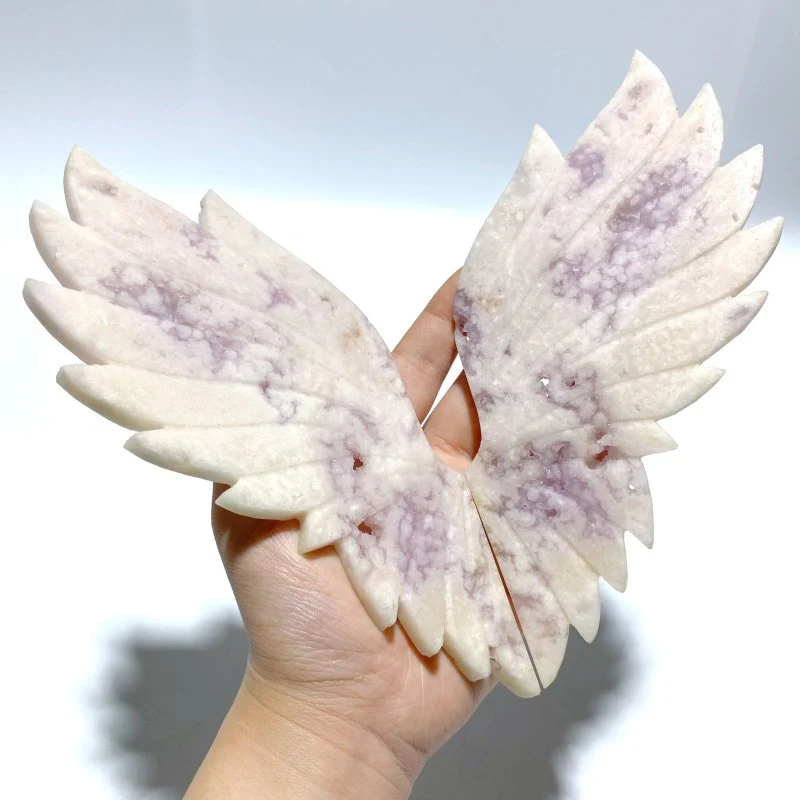 Beautiful Geode Druzy Agate Wing Carving With Stand - Image 5