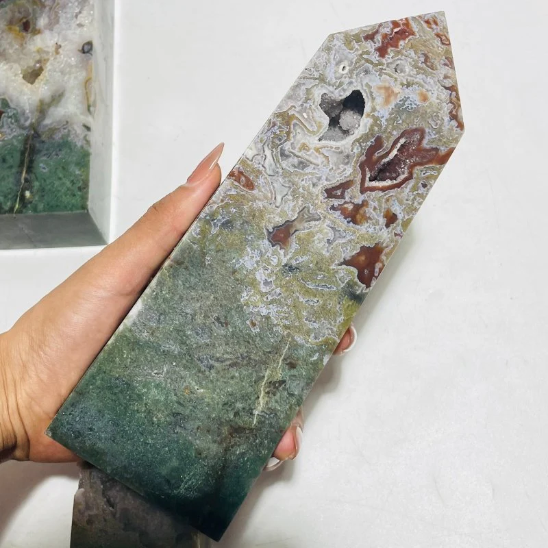 6 Pieces Beautiful Geode Druzy Ocean Jasper Large Tower - Image 4
