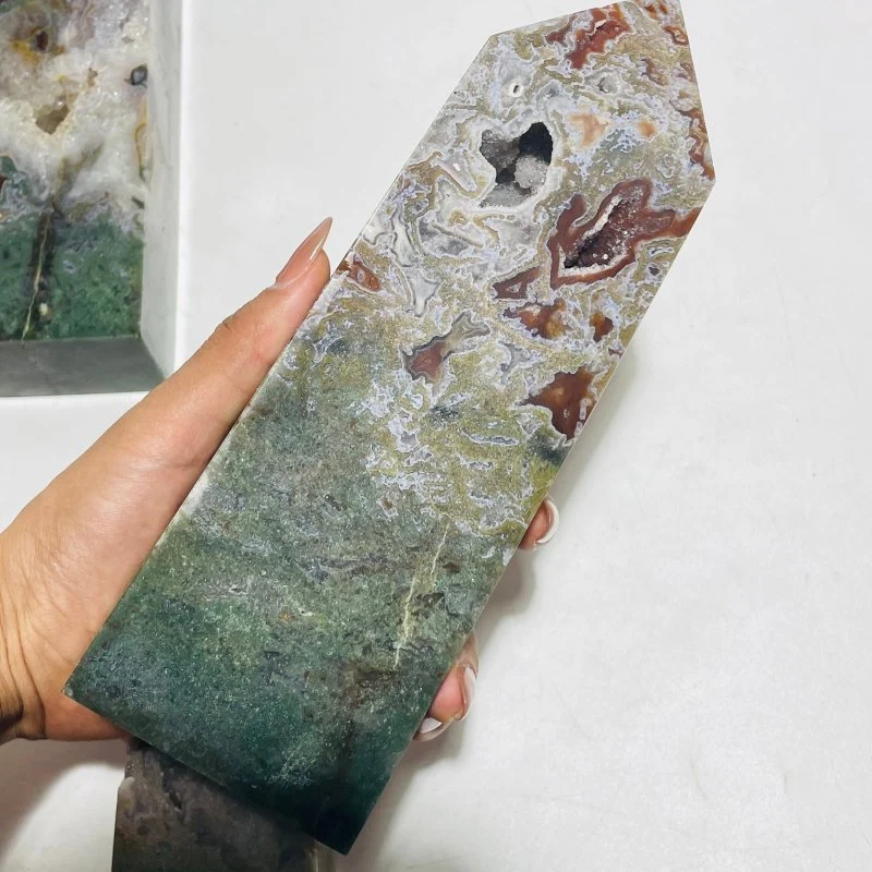 6 Pieces Beautiful Geode Druzy Ocean Jasper Large Tower - Image 5