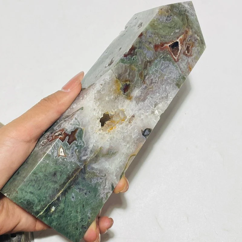 6 Pieces Beautiful Geode Druzy Ocean Jasper Large Tower - Image 6