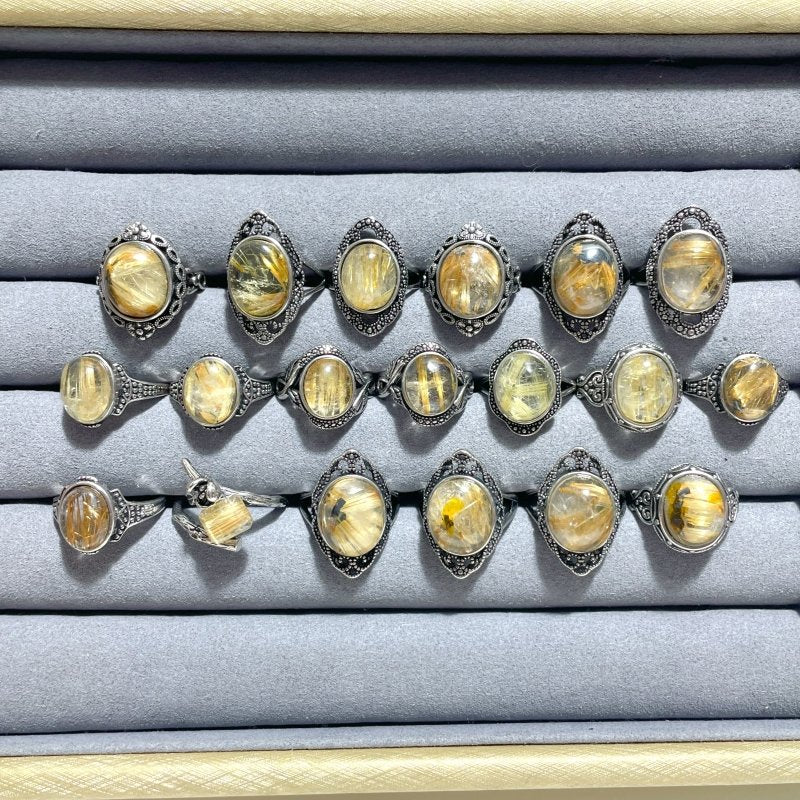 19 Pieces Beautiful Gold Rutile Quartz Different Styles Ring - Image 5