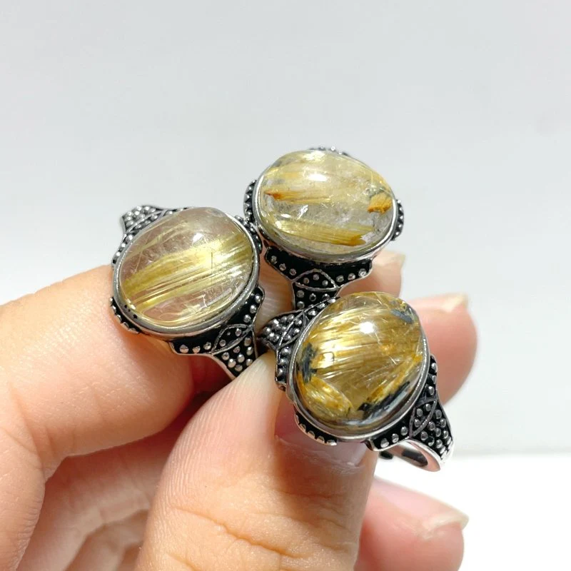 19 Pieces Beautiful Gold Rutile Quartz Different Styles Ring - Image 6
