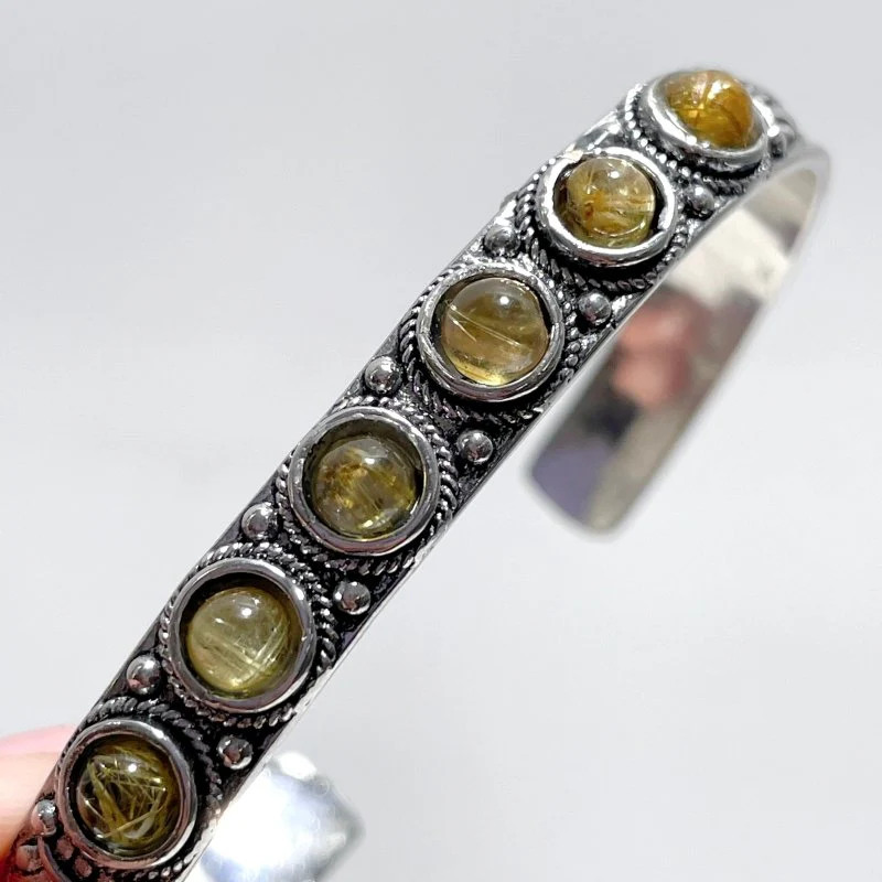 Open Bangle 11 Pieces Elegant Golden Rutile Adjustable Alloy Bracelet - Image 3