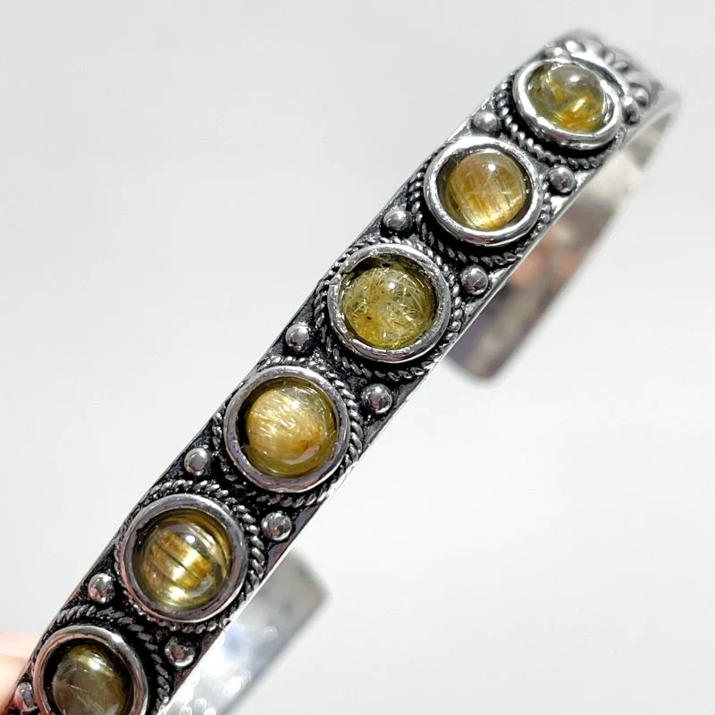Open Bangle 11 Pieces Elegant Golden Rutile Adjustable Alloy Bracelet - Image 4