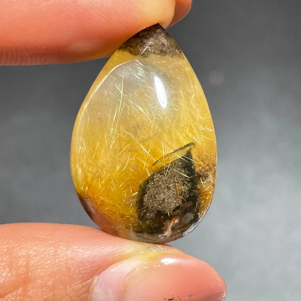 Beautiful Golden Rutile Mixed Green Garden Quartz Teardrop Pendant - Image 3