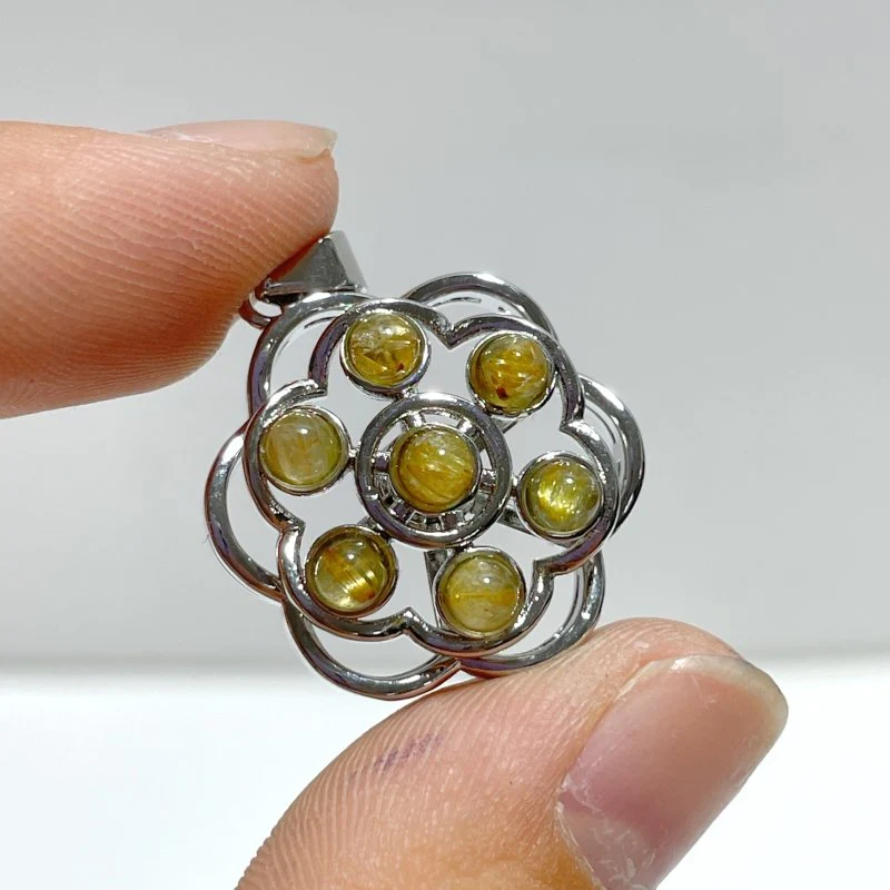 Beautiful Golden Rutile Quartz Rotatable Pendant Wholesale