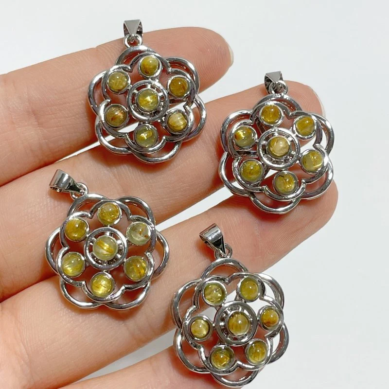 Beautiful Golden Rutile Quartz Rotatable Pendant Wholesale - Image 2