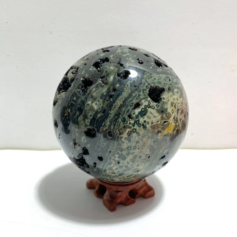 2 Pieces 6th Vein Ocean Jasper Spheres - Image 2