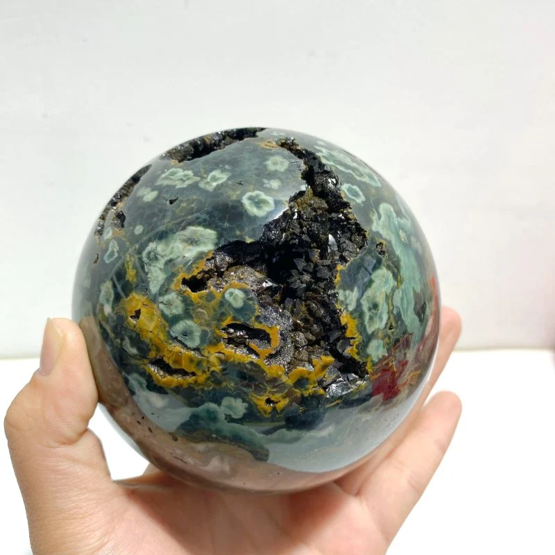 2 Pieces 6th Vein Ocean Jasper Spheres - Image 4
