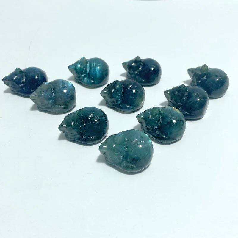 Beautiful Labradorite Sleeping Cat Carving Wholesale - Image 2