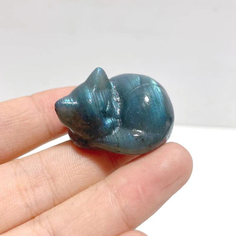 Beautiful Labradorite Sleeping Cat Carving Wholesale - Image 4