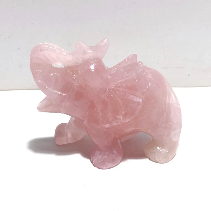 5 Pieces Beautiful Rose Quartz Elephant Carving - Image 2