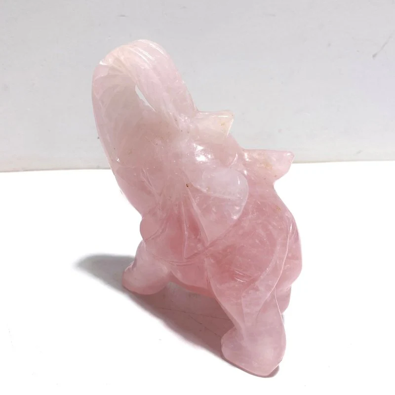 5 Pieces Beautiful Rose Quartz Elephant Carving - Image 4