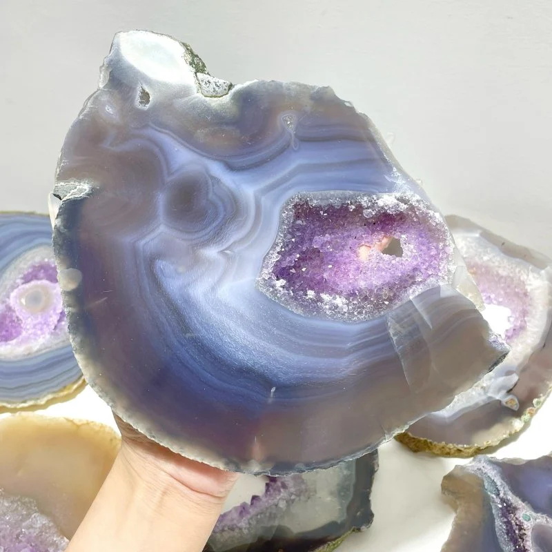 7 Pieces Beautiful Large Geode Amethyst Mixed Agate Slabs - Image 7