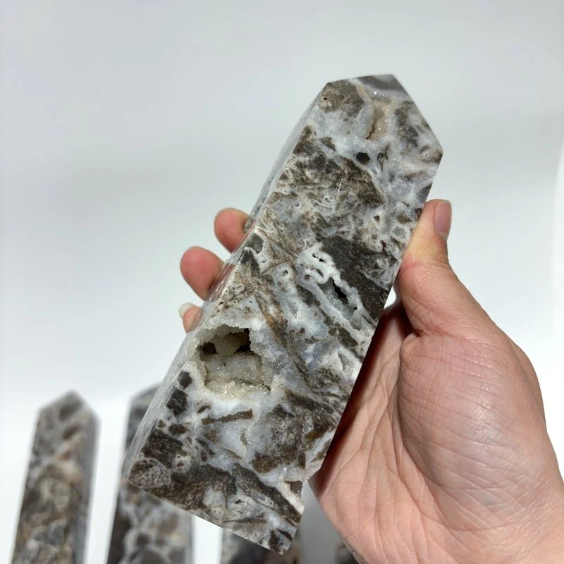 9 Pieces Beautiful Large Geode Sphalerite Four-Sided Tower - Image 7
