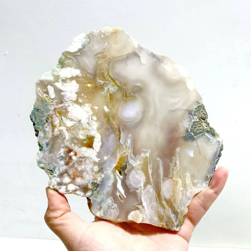 7 Pieces Beautiful Large Green Sakura Flower Agate Slab - Image 4