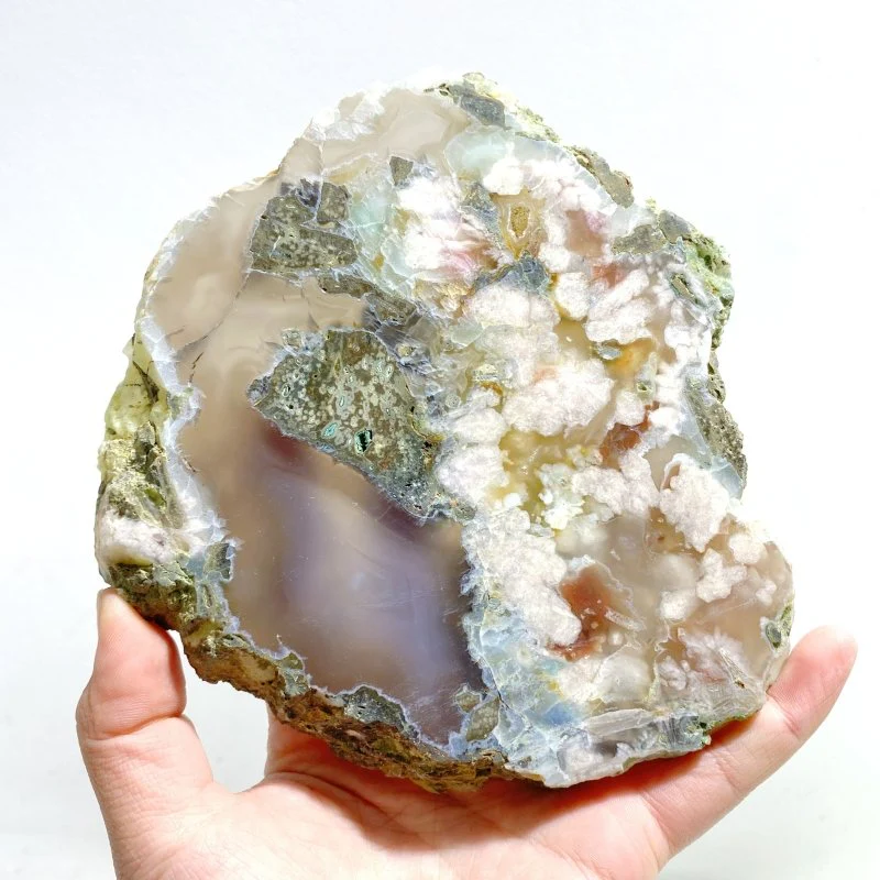 7 Pieces Beautiful Large Green Sakura Flower Agate Slab - Image 5