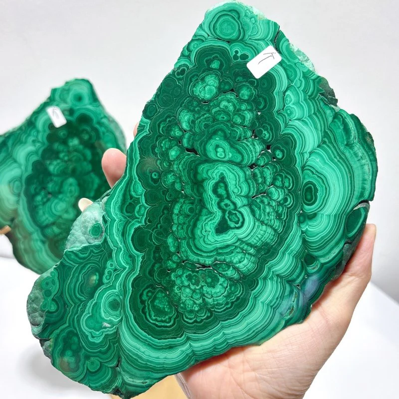Beautiful Large Polished Malachite Raw Slab Butterfly Wing With Stand (#6) - Image 3
