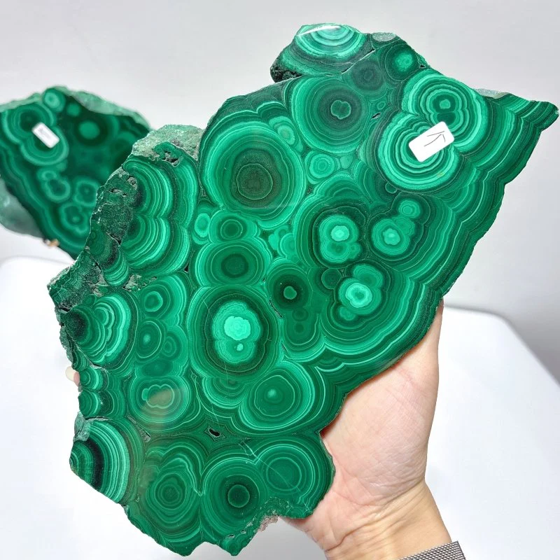 Large Polished Malachite Raw Slab Butterfly Wing With Stand(#8) - Image 3