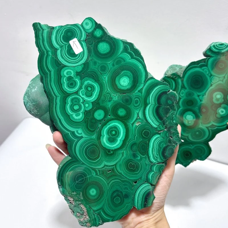 Large Polished Malachite Raw Slab Butterfly Wing With Stand(#8) - Image 4