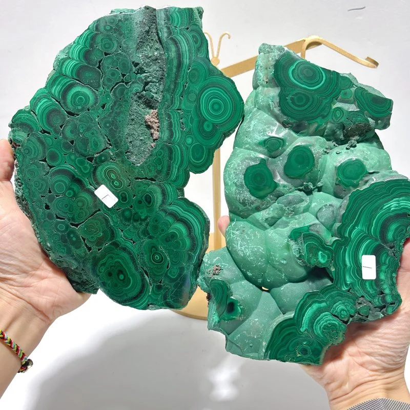 Large Polished Malachite Raw Slab Butterfly Wing With Stand(#8) - Image 7