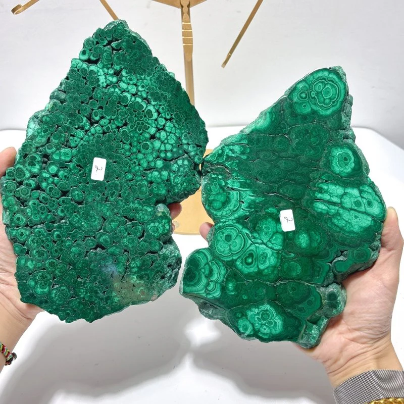 Beautiful Large Polished Malachite Raw Slab Butterfly Wing With Stand (#7) - Image 5