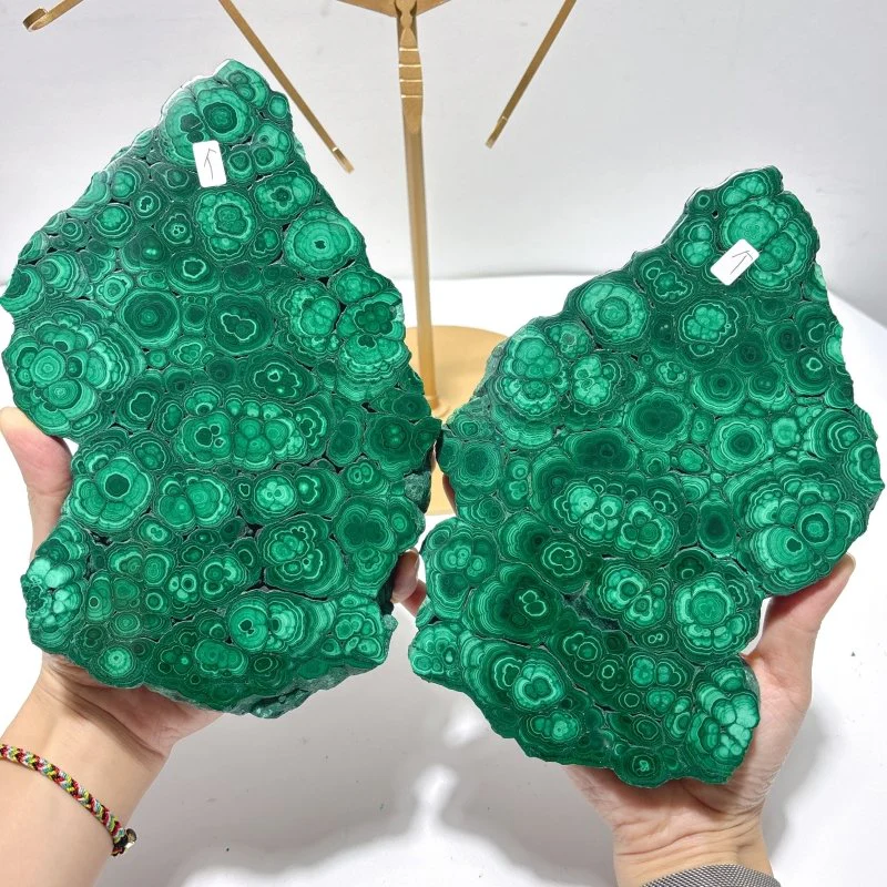 Beautiful Large Polished Malachite Raw Slab Butterfly Wing With Stand (#7) - Image 6