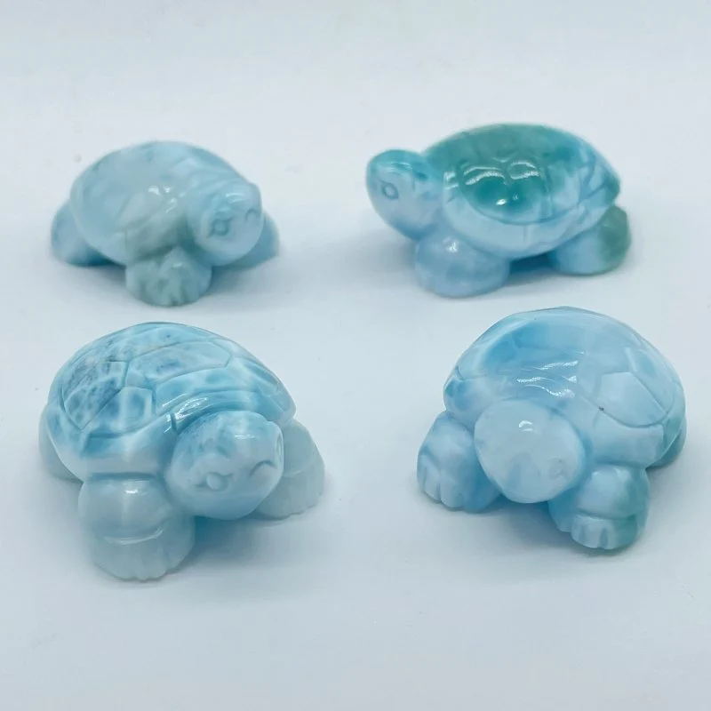 4 Pieces Beautiful Larimar Turtle Carving