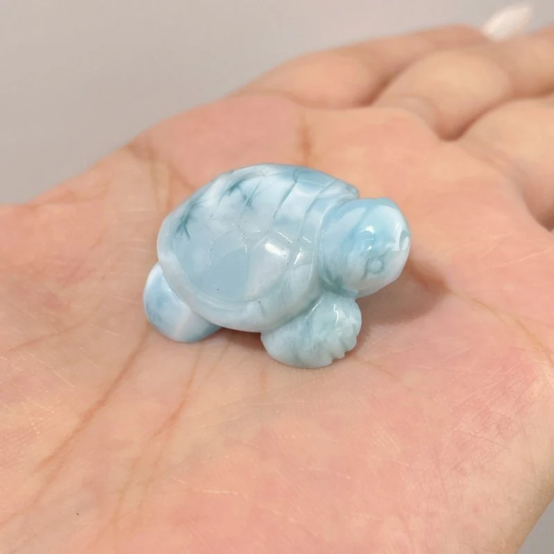 4 Pieces Beautiful Larimar Turtle Carving - Image 6