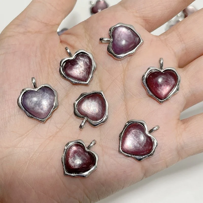 Beautiful Lepidolite Heart Pendant Wholesale - Image 2