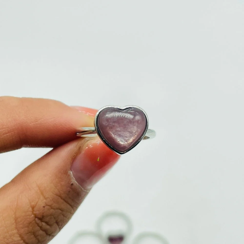 Beautiful Lepidolite Heart Shape Ring Crystal Wholesale - Image 3