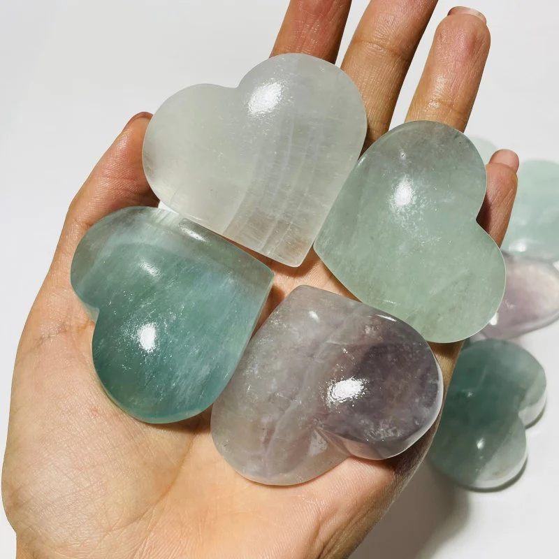 Beautiful Light Color Fluorite Heart Wholesale - Image 2