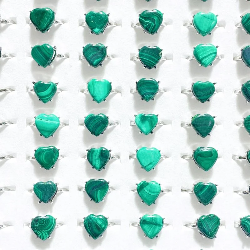 Beautiful Malachite Heart Ring Crystal Wholesale - Image 2