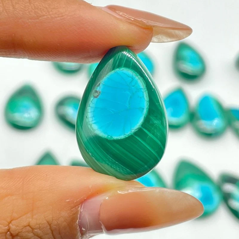 17 Pieces Beautiful Malacholla Teardrop Pendant For DIY(Malachite mixed Chrysocolla) - Image 2