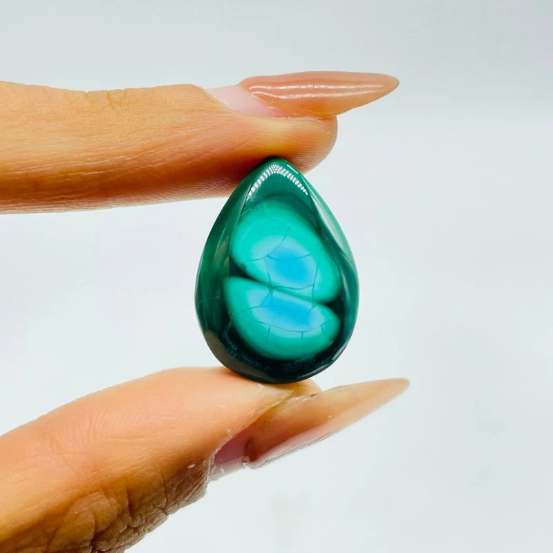 17 Pieces Beautiful Malacholla Teardrop Pendant For DIY(Malachite mixed Chrysocolla) - Image 6
