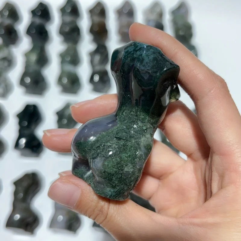 28 Pieces Beautiful Moss Agate Goddess Crystal Carving - Image 4