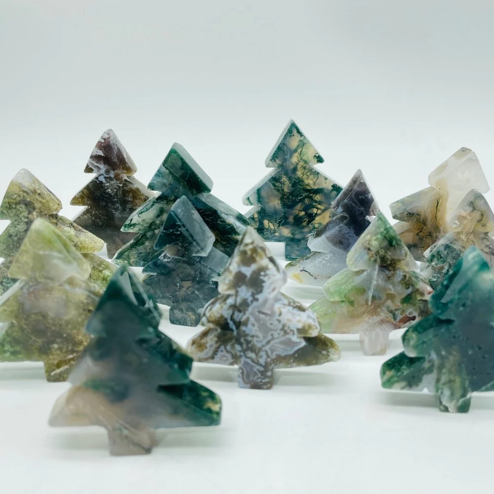 Beautiful Moss Agate Pine Tree Christmas Tree Carving Wholesale - Image 3