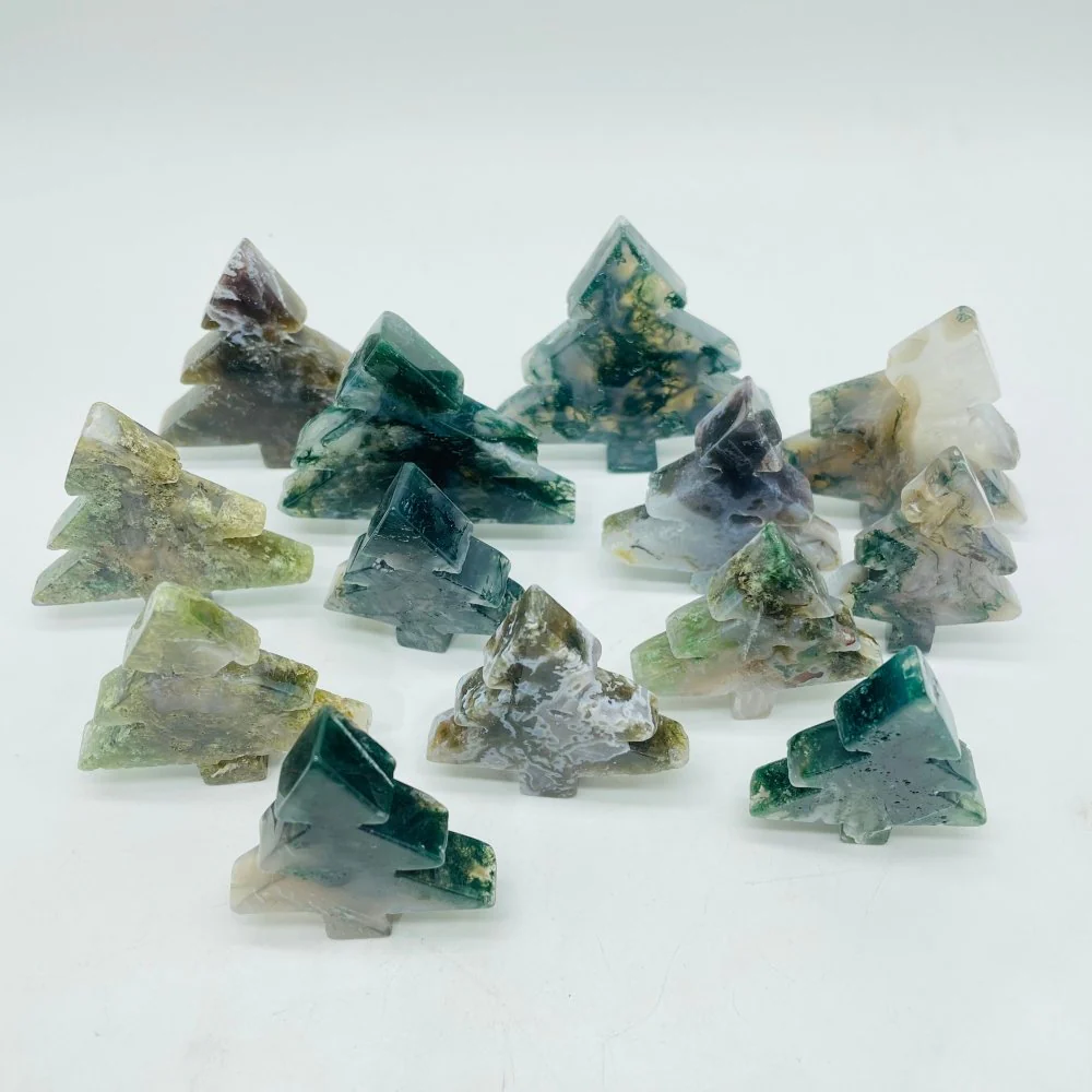 Beautiful Moss Agate Pine Tree Christmas Tree Carving Wholesale - Image 4