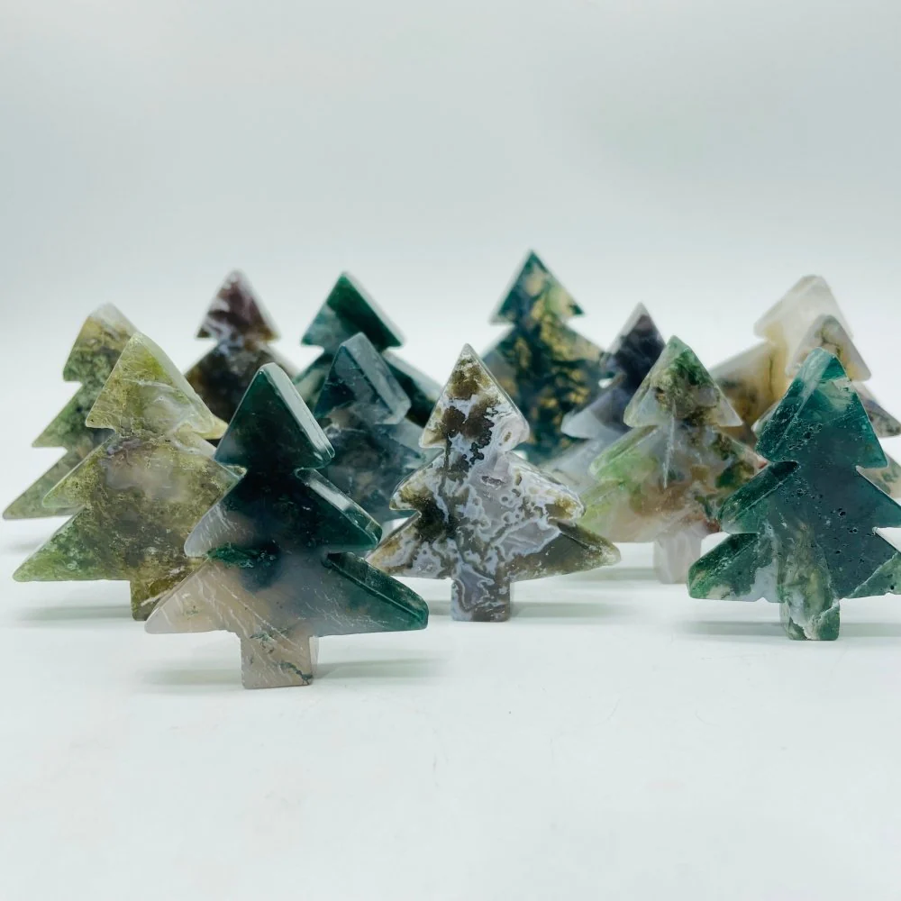 Beautiful Moss Agate Pine Tree Christmas Tree Carving Wholesale - Image 5