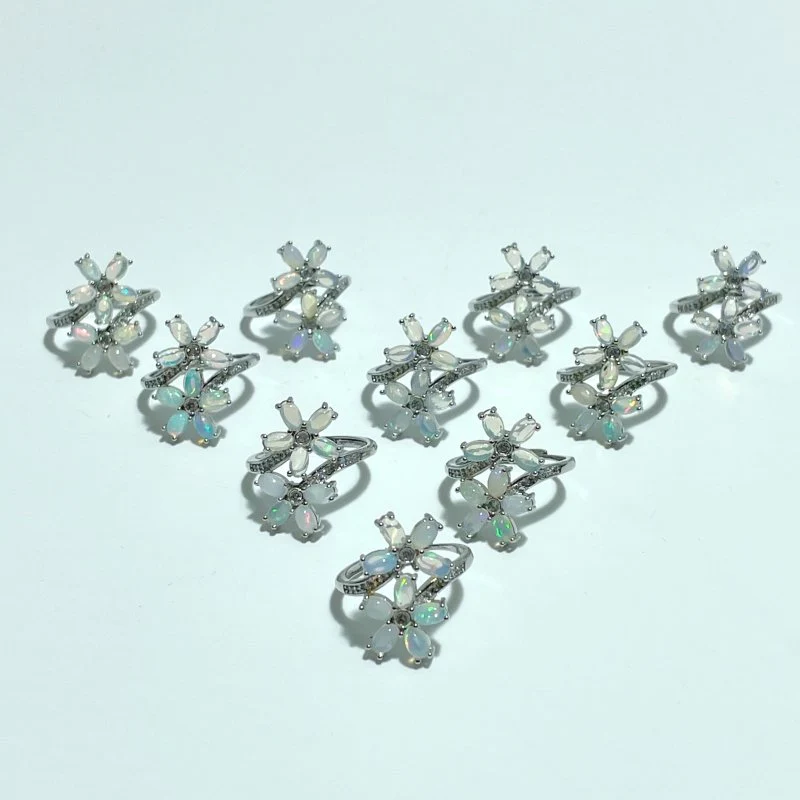 Beautiful Natural Opal Rings Flower Shape Wholesale - Image 3