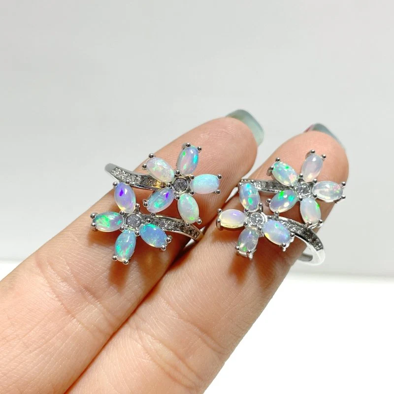 Beautiful Natural Opal Rings Flower Shape Wholesale - Image 4