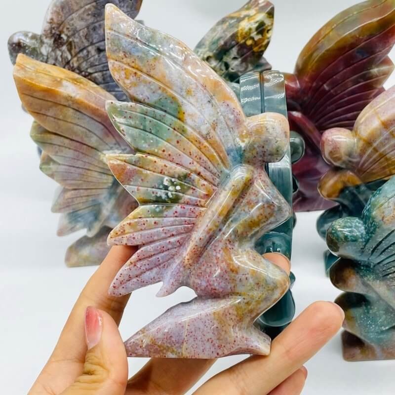 10 Pieces Beautiful Ocean Jasper Butterfly Fairy Carving - Image 6