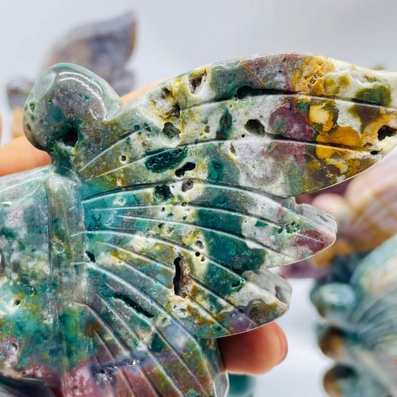 10 Pieces Beautiful Ocean Jasper Butterfly Fairy Carving - Image 8