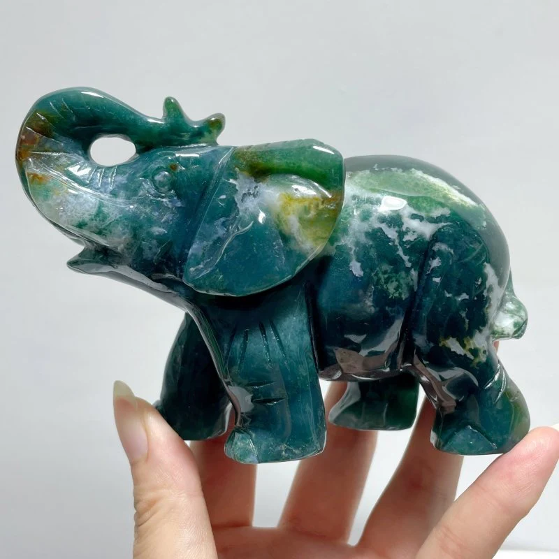 6 Pieces Beautiful Ocean Jasper Elephant Carving - Image 2