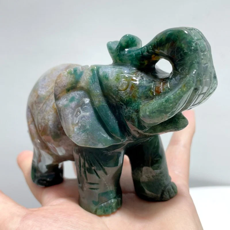6 Pieces Beautiful Ocean Jasper Elephant Carving - Image 5