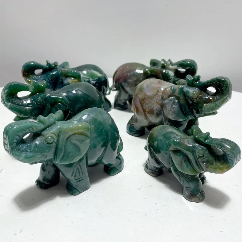 6 Pieces Beautiful Ocean Jasper Elephant Carving - Image 7