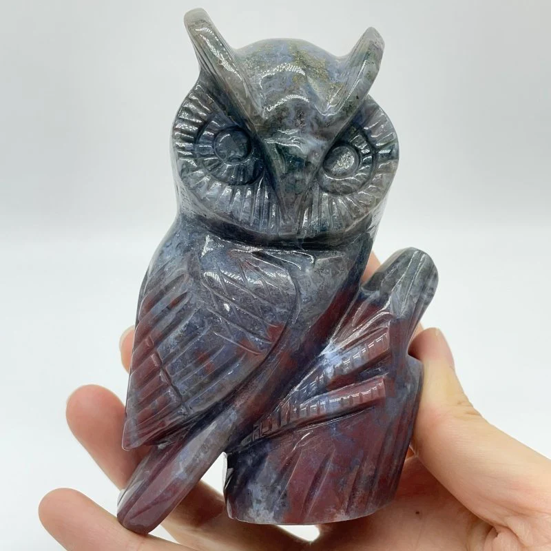 Beautiful Ocean Jasper Owl Carving - Image 3