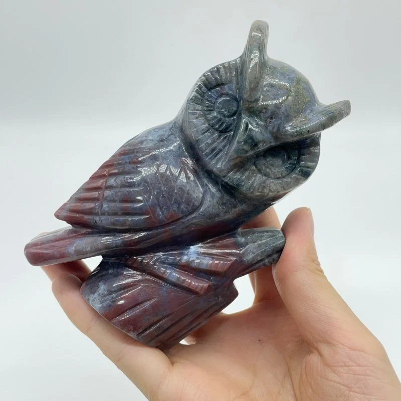Beautiful Ocean Jasper Owl Carving - Image 4