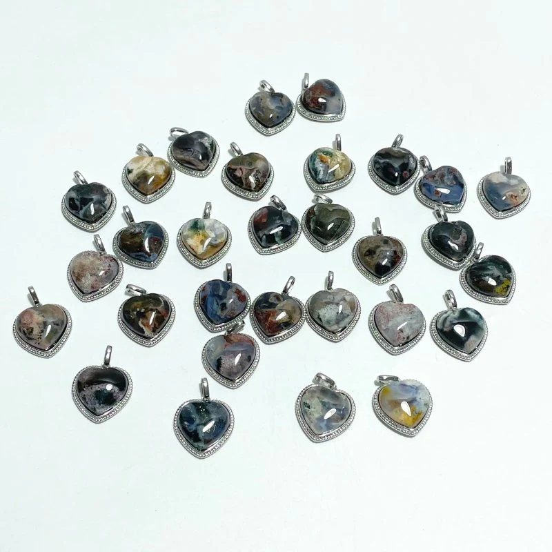 Beautiful Ocean Jasper Pendants Heart Shape Wholesale
